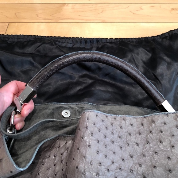 YSL gray Roady bag, ostrich - Picture 2 of 8